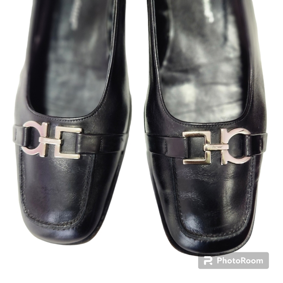 Salvatore Ferragamo black leather dress shoes Size 9 US - Picture 5 of 9
